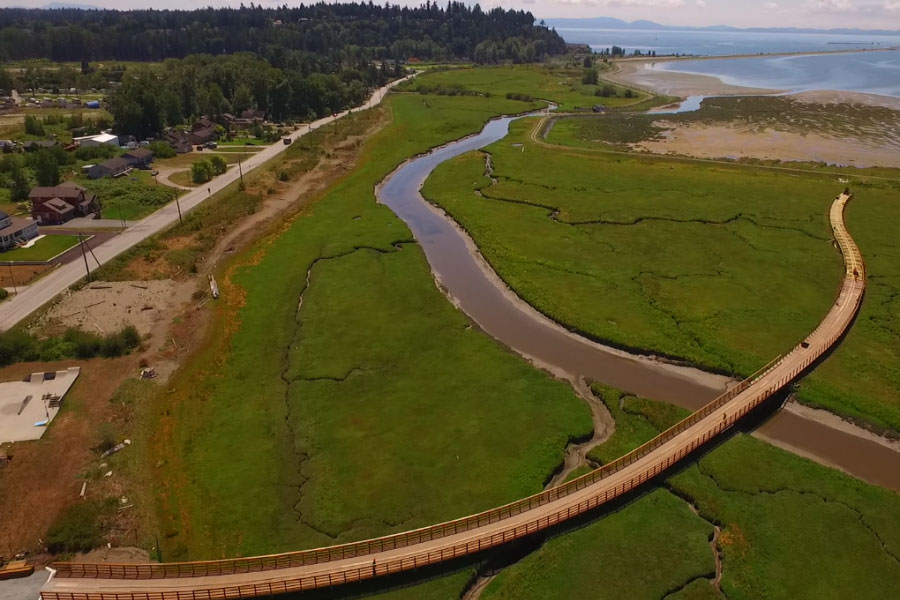 Helical piles Foundation Estuary Boardwalk Tsawwassen Bc Canada TerraCana