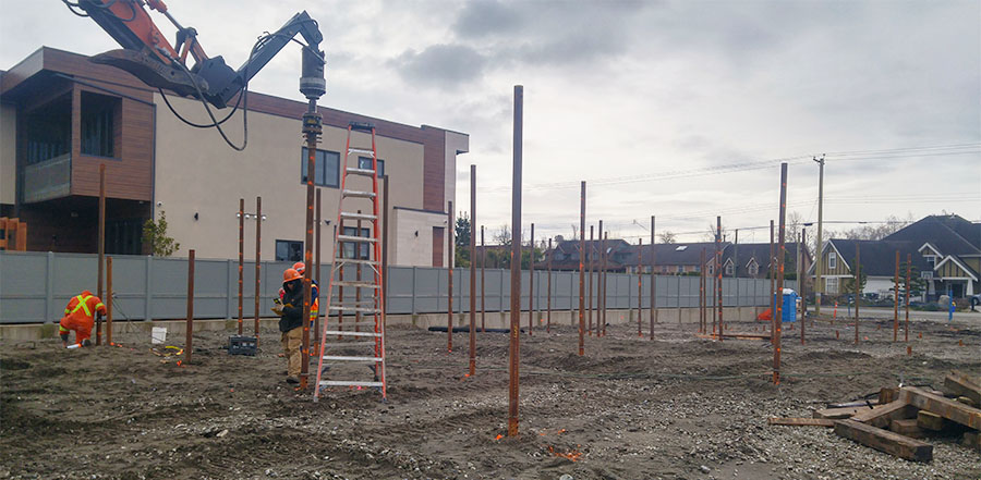 Piles installed for soil stabilization