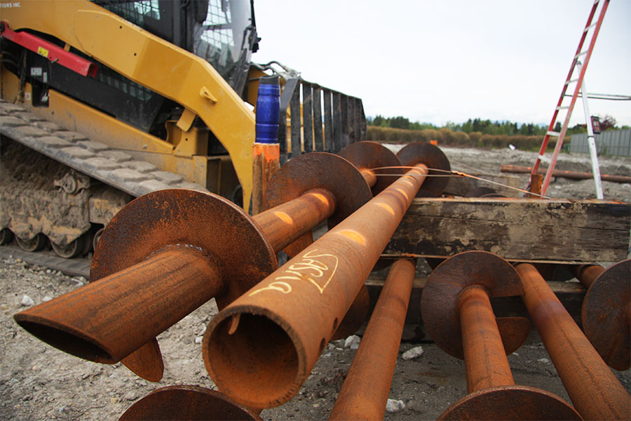 Unloading Helical Pipe Piles for soil stabilization
