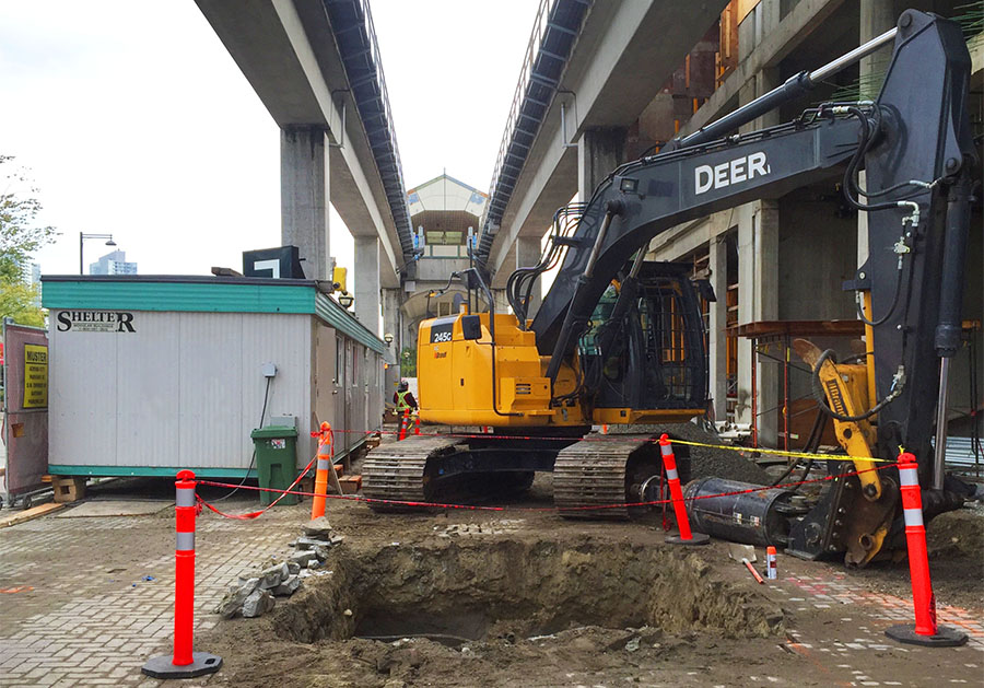 Pipe pile installation under the skytrain tracks