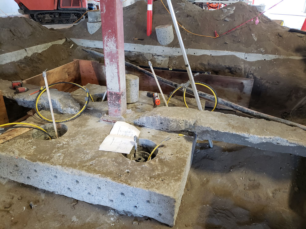 Helical Micropile underpinning-Foundation existing footing